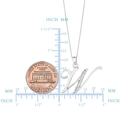 Letra inicial "W" de plata de ley chapada en rodio con diamantes en cadena de 18.0 in (0,05 Tcw) joyería fina de diseño para hombres y mujeres.