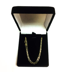 14k Yellow Solid Gold Figaro Chain Necklace, 1.3mm fine designer jewelry for men and women