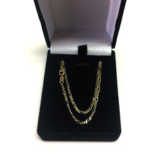 Collar de cadena Figaro de oro macizo amarillo de 14 k, joyería fina de diseño de 1,9 mm para hombres y mujeres