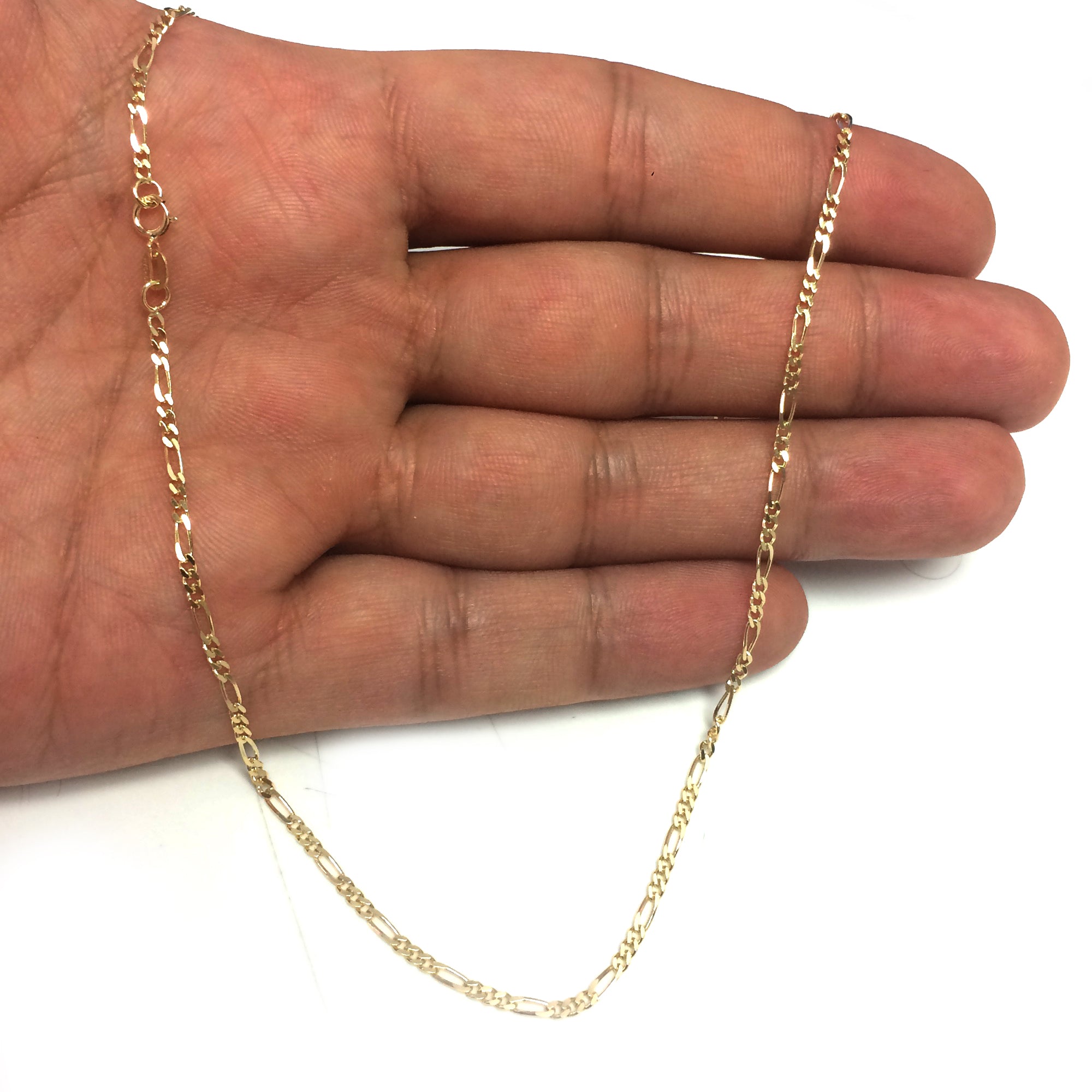 14k gult solidt guld Figaro Chain Halsband, 1,9 mm fina designersmycken för män och kvinnor