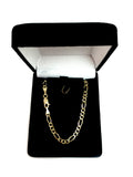 14k Yellow Solid Gold Figaro Chain Bracelet, 3.0mm