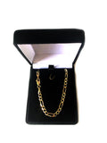 14k Yellow Solid Gold Figaro Chain Bracelet, 3.8mm