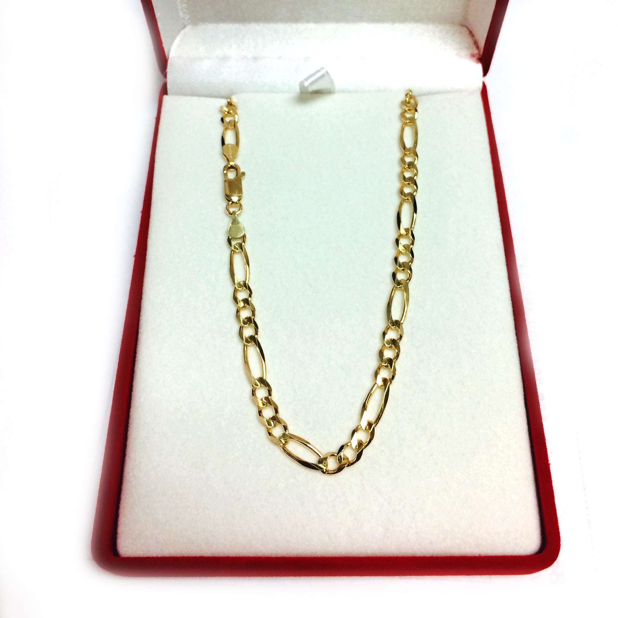 14k gult solidt guld Figaro Chain Halsband, 5,0 mm fina designersmycken för män och kvinnor