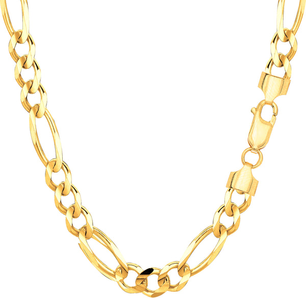14k Yellow Solid Gold Figaro Chain Bracelet, 6.0mm