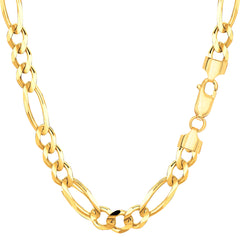 14k Yellow Solid Gold Figaro Chain Bracelet, 6.0mm fine designer jewelry for men and women