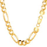 14k Yellow Solid Gold Figaro Chain Necklace, 7.0mm