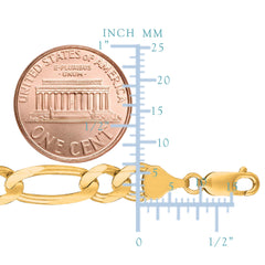 14 k gult solidt guld Figaro kedja armband, 7,0 mm fina designersmycken för män och kvinnor