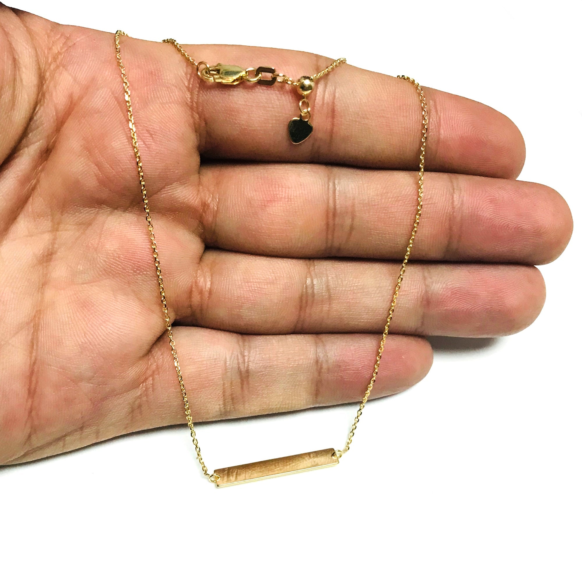 Engravable Bar Choker 14k Gold Necklace, 16" Adjustable - JewelryAffairs