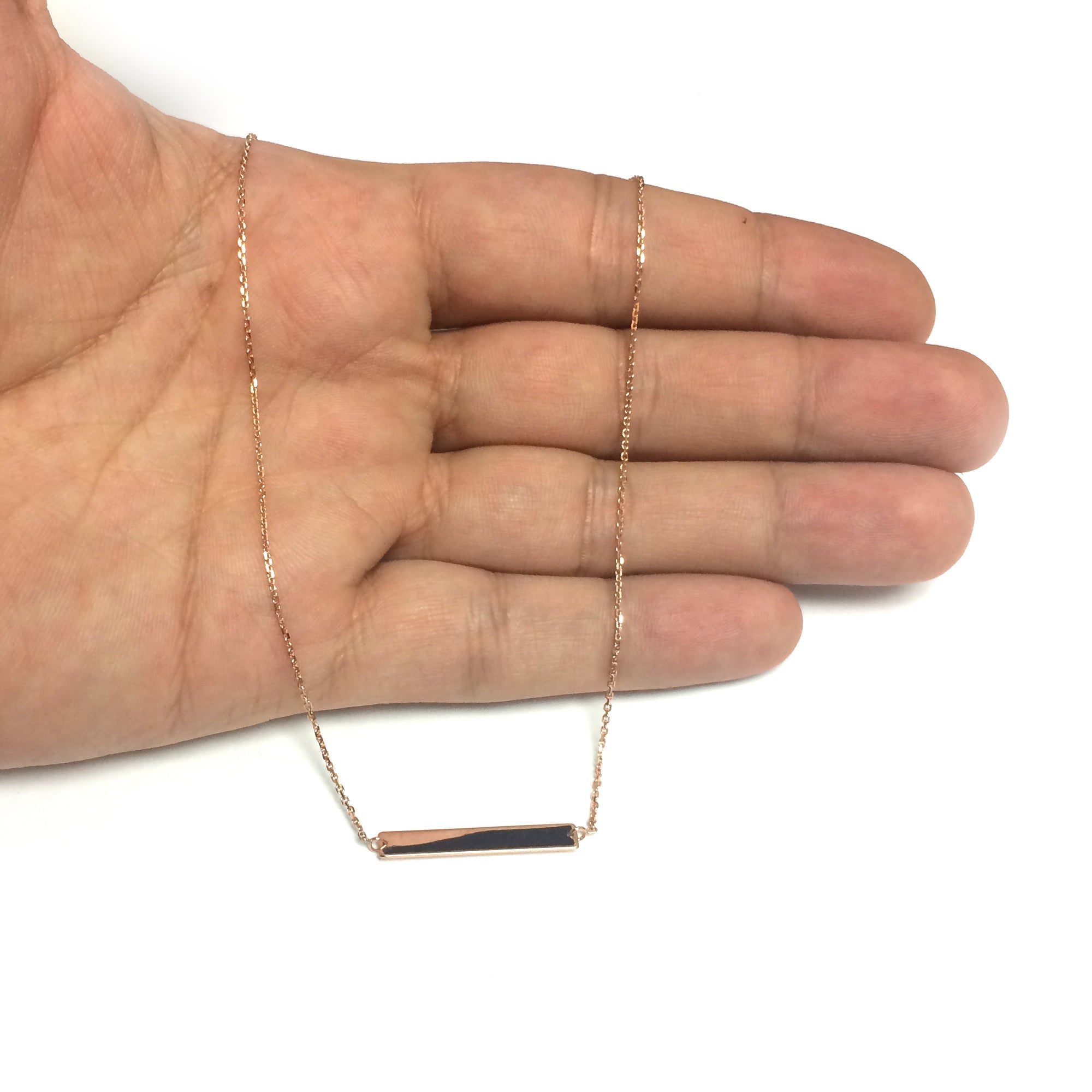 Engravable Bar Choker 14k Gold Necklace, 16" Adjustable - JewelryAffairs