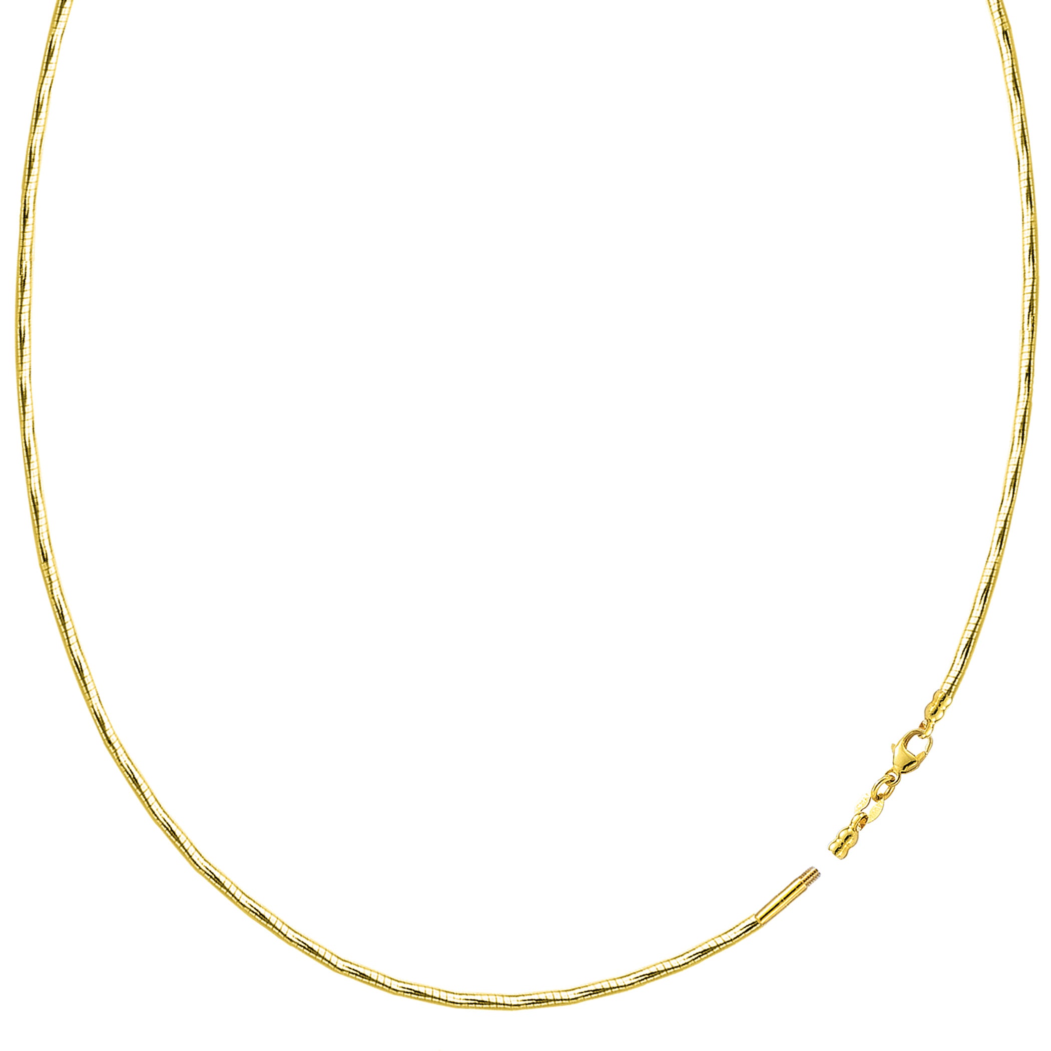 Diamantslipt Omega-kjedehalskjede med skrulås i 14k gult gull fine designersmykker for menn og kvinner