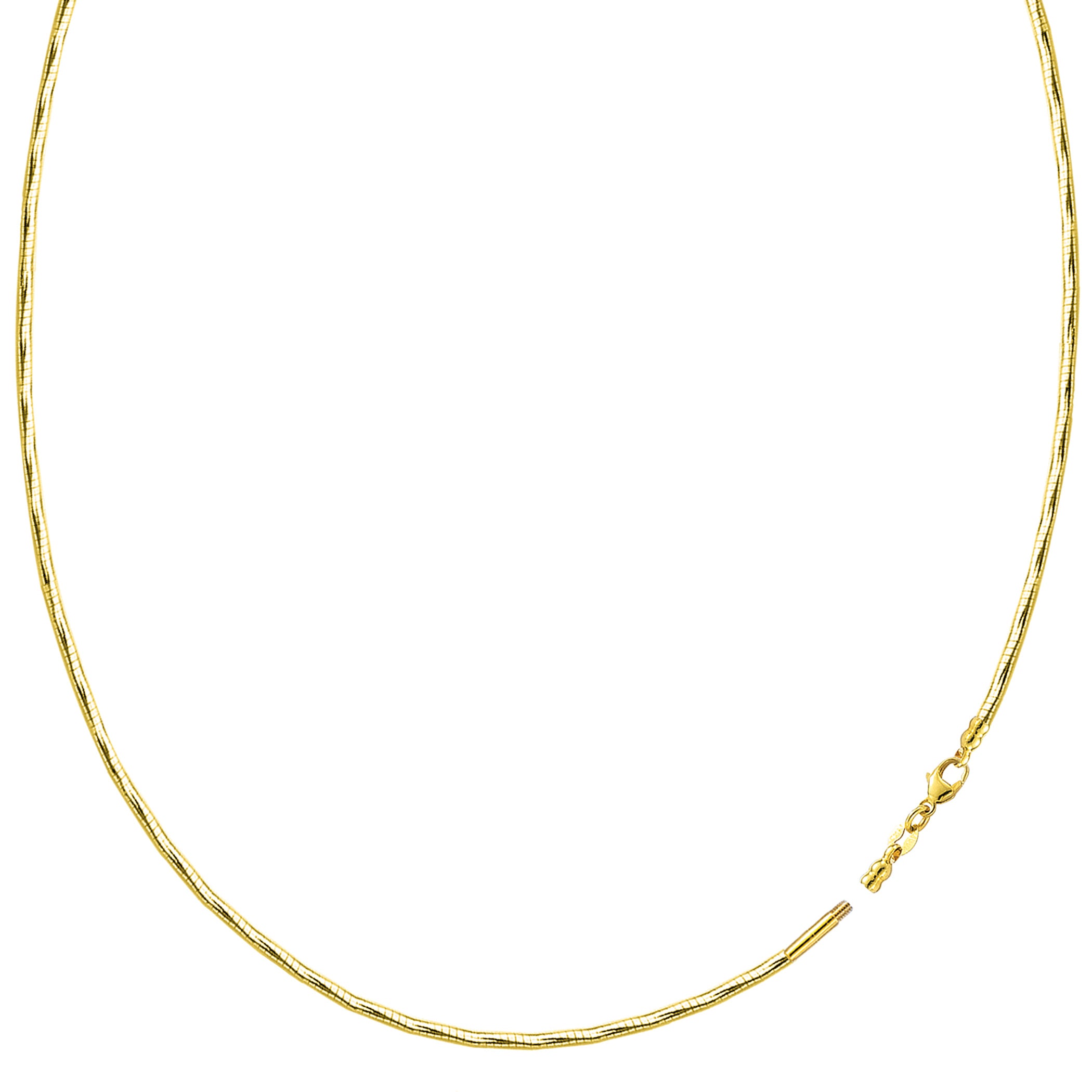 Collier chaîne Omega taille diamant avec serrure à vis en or jaune 14 carats, bijoux de créateurs fins pour hommes et femmes