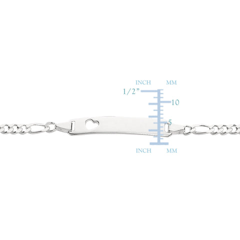 Figaro Chain Baby Id Bracelet In Sterling Silver - 6 Inches