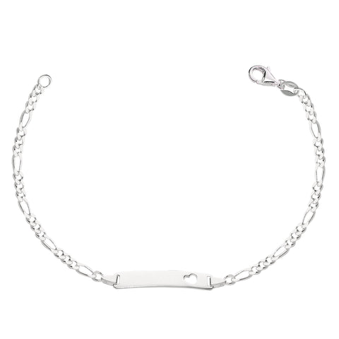 Figaro Chain Baby Id Bracelet In Sterling Silver - 6 Inches