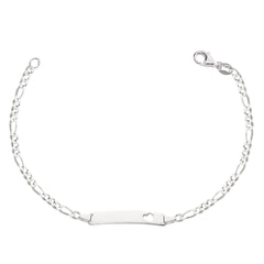 Figaro Chain Baby Id Bracelet In Sterling Silver - 6 Inches