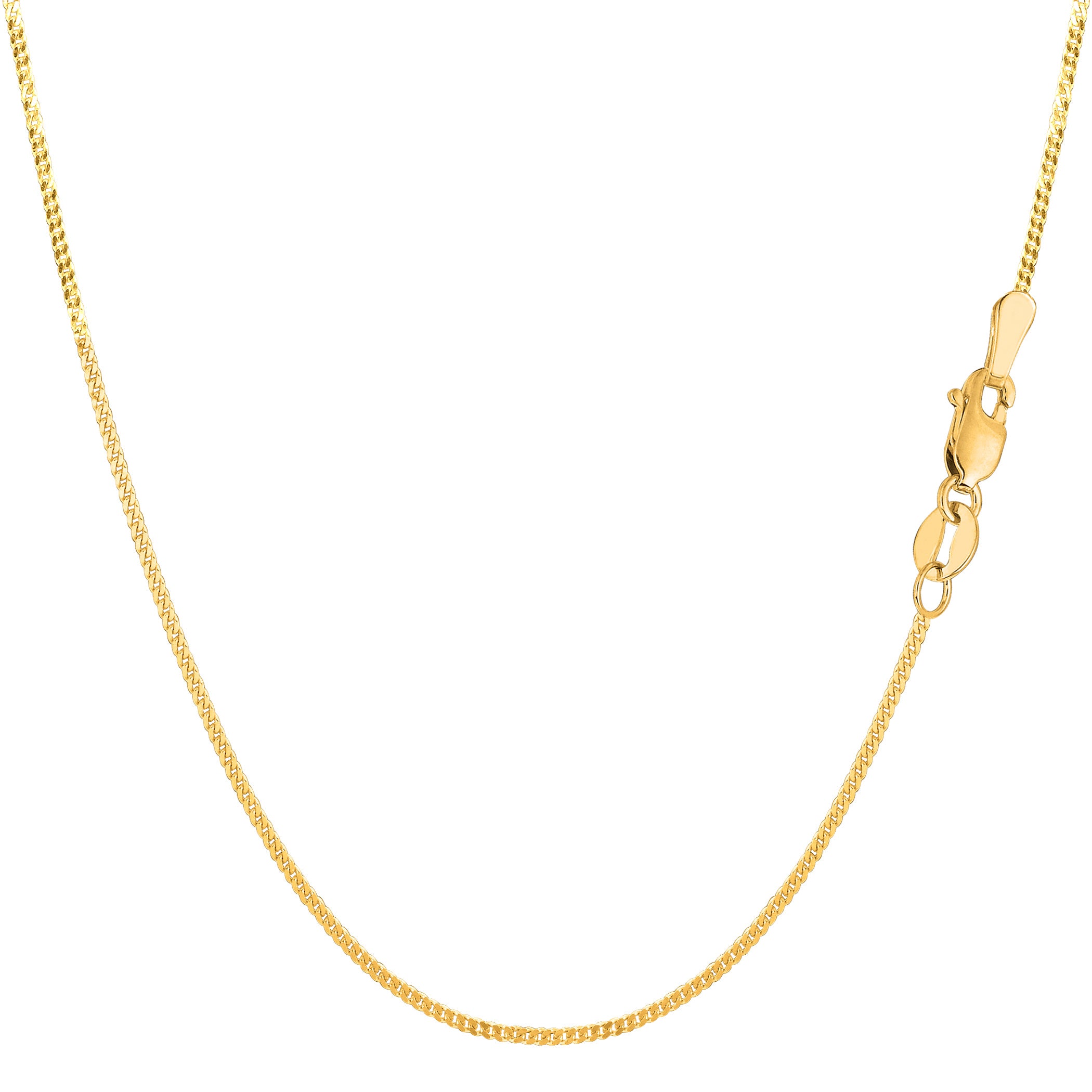 Collar de cadena Gourmette de oro amarillo de 14 k, joyería fina de diseño de 1,0 mm para hombres y mujeres