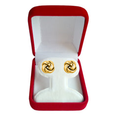 14k Gold Shiny Square Tube Love Knot Stud Earrings, 10mm
