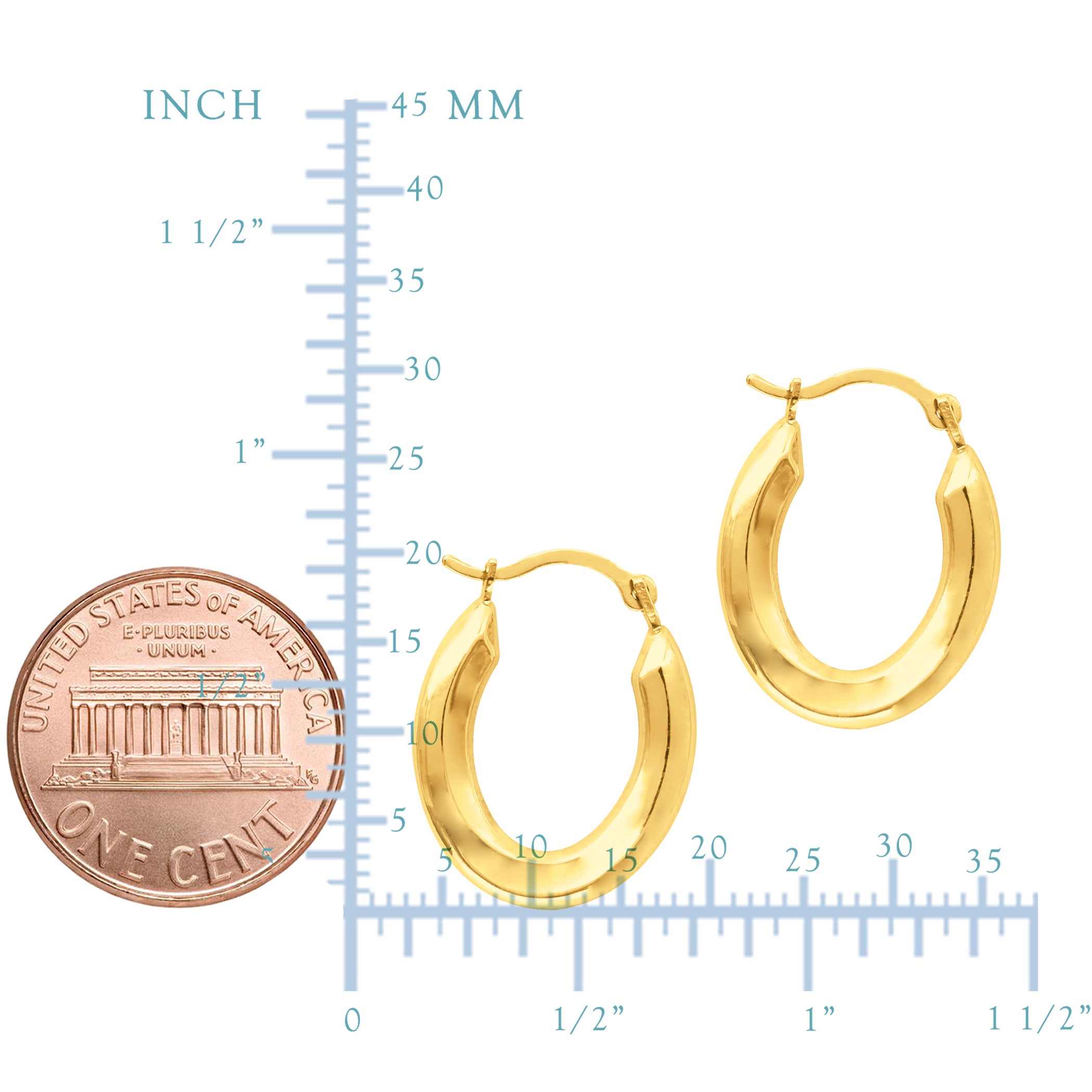 Boucles d'oreilles créoles de forme ovale en or jaune 14 carats, diamètre 20 mm, bijoux de créateur fins pour hommes et femmes