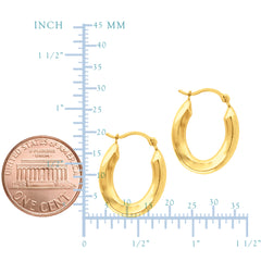 Boucles d'oreilles créoles de forme ovale en or jaune 14 carats, diamètre 20 mm, bijoux de créateur fins pour hommes et femmes