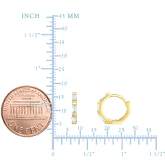 14K gult gull CZ Huggie Hoop øredobber, 12 mm fine designersmykker for menn og kvinner