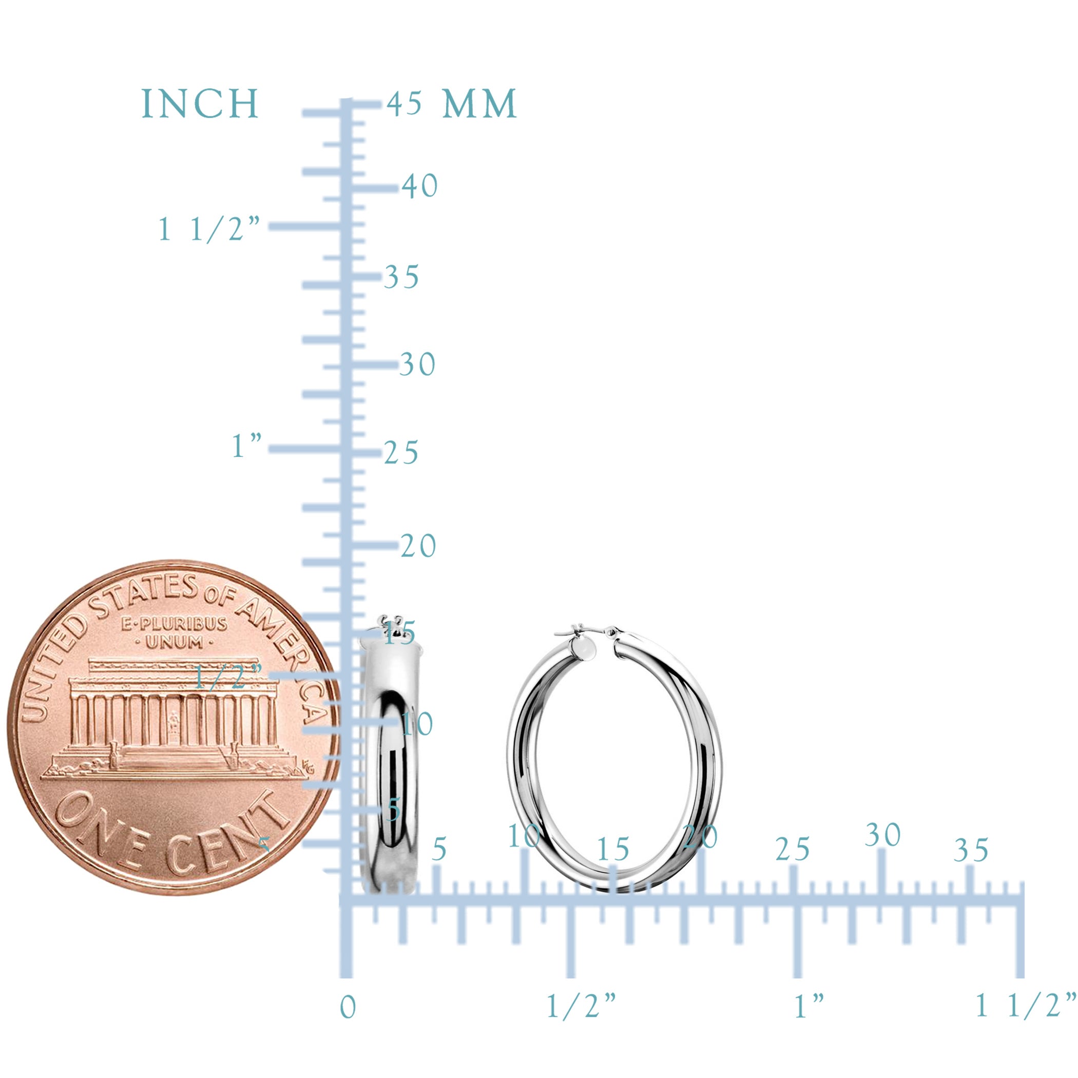 14K hvidguld 3MM skinnende runde rør øreringe fine designer smykker til mænd og kvinder