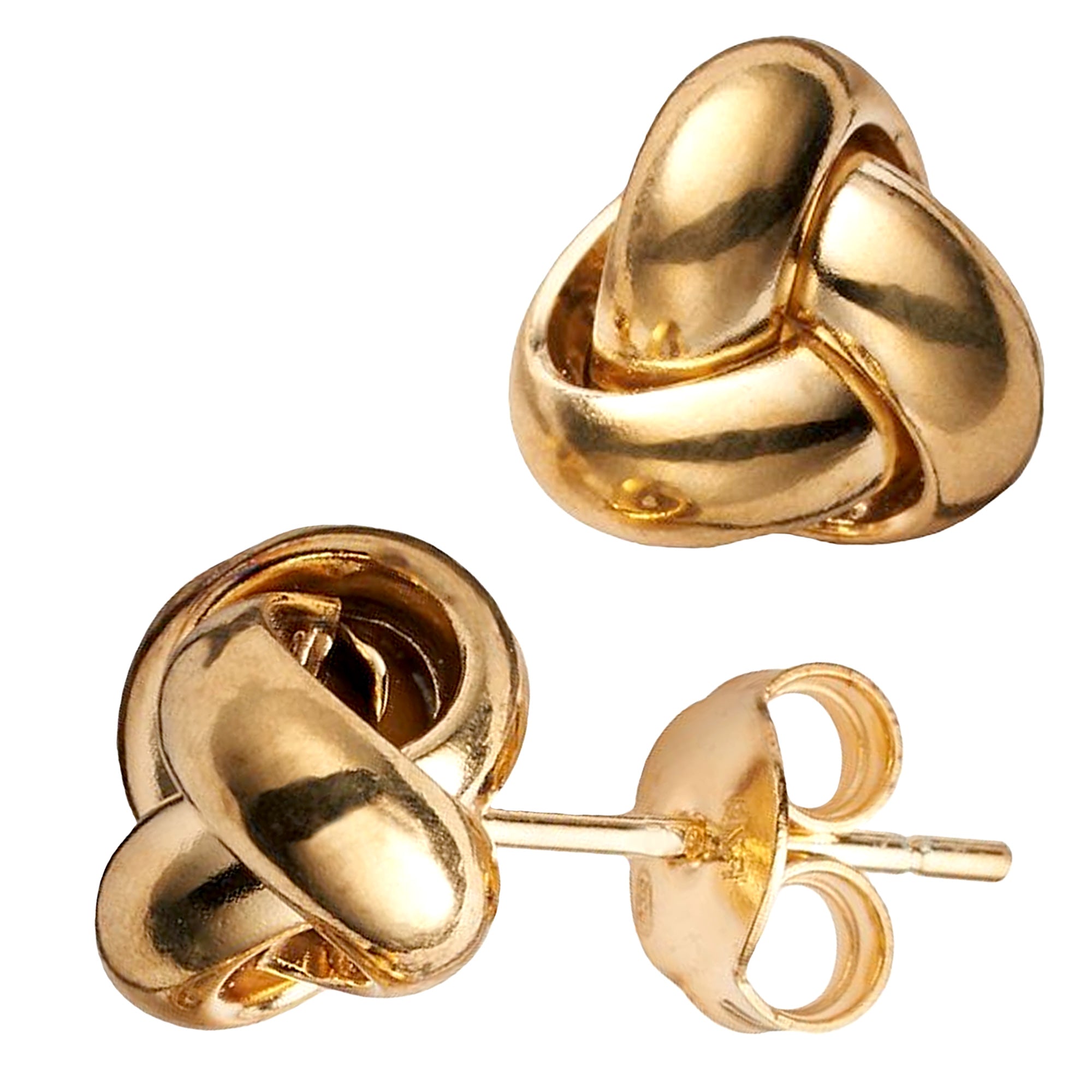 14k Yellow Gold Single Row Love Knot Stud Earrings, 9mm