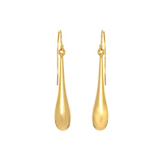 14K Yellow Gold Long Puffed Teardrop Drop Earring fine designer jewelry for men and women