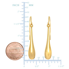 14K gul guld lang pustet teardrop dråbe øreringe fine designer smykker til mænd og kvinder