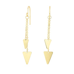 14K Yellow Gold Hanging Triangle Charm Earrings fine designer jewelry for men and women