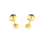 14k Gold Shiny Diamond Cut Round Stud Earrings, 7mm