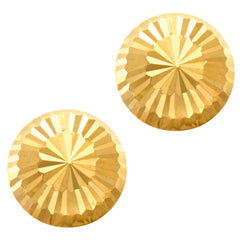 Orecchini a bottone rotondi in oro 14k lucido con taglio a diamante, gioielli di design da 10 mm per uomini e donne