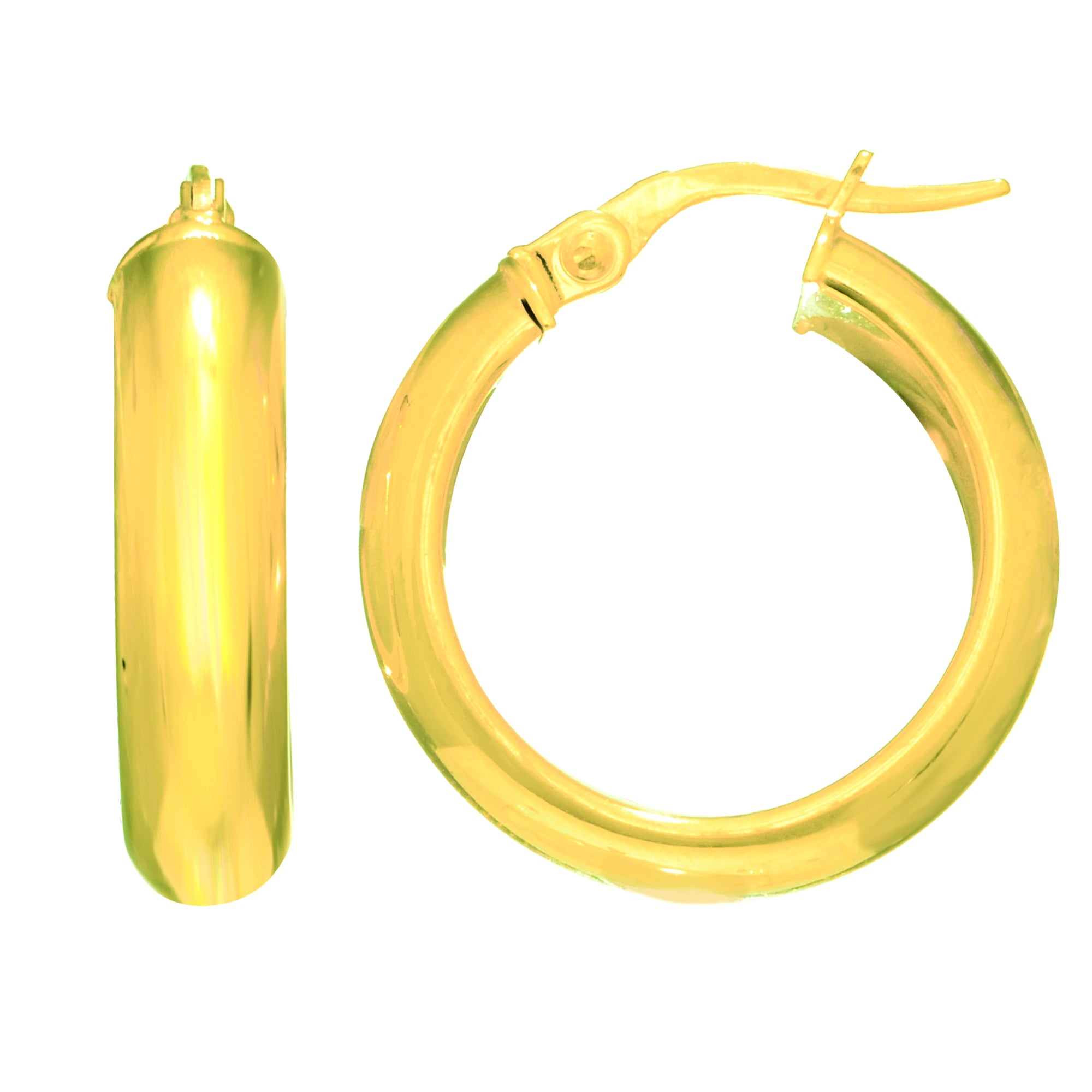 14K Yellow Gold Domed Hoop Earring, Diameter 20mm