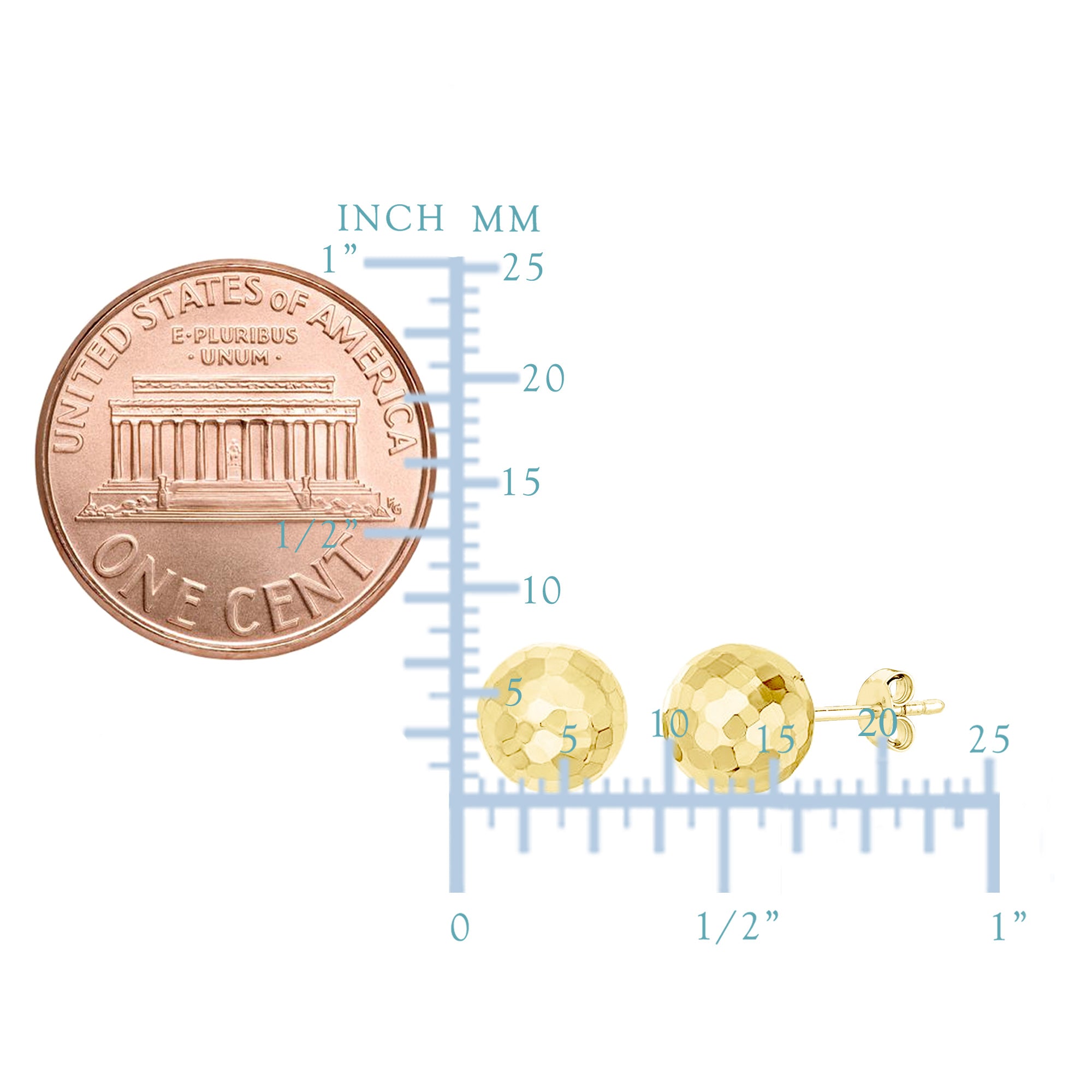 Kugel-Ohrstecker aus 14-karätigem Gold mit gehämmerter Oberfläche, 7 mm feiner Designerschmuck für Männer und Frauen