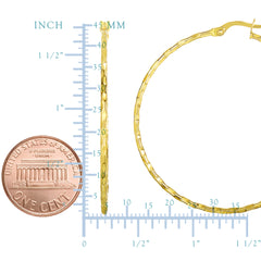 14K Yellow Gold Shiny Round Hoop Earrings, Diameter 45mm fine designer jewelry for men and women