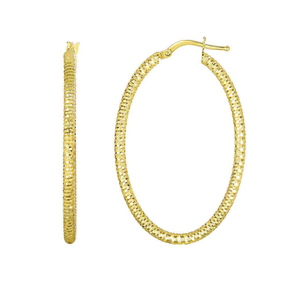 14K Yellow Gold Polished Square Twisted Hoop Earrings