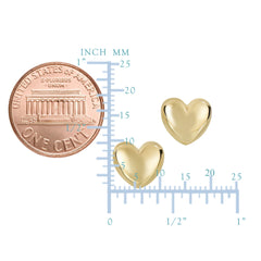 14k Gold Shiny Puff Heart Shape Stud Earrings, 10 x 11mm