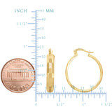 14K Gold Reflective Rectangular Hoop Earrings, Diameter 22mm