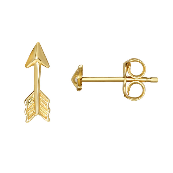 14K Yellow Gold Arrow Stud Earrings