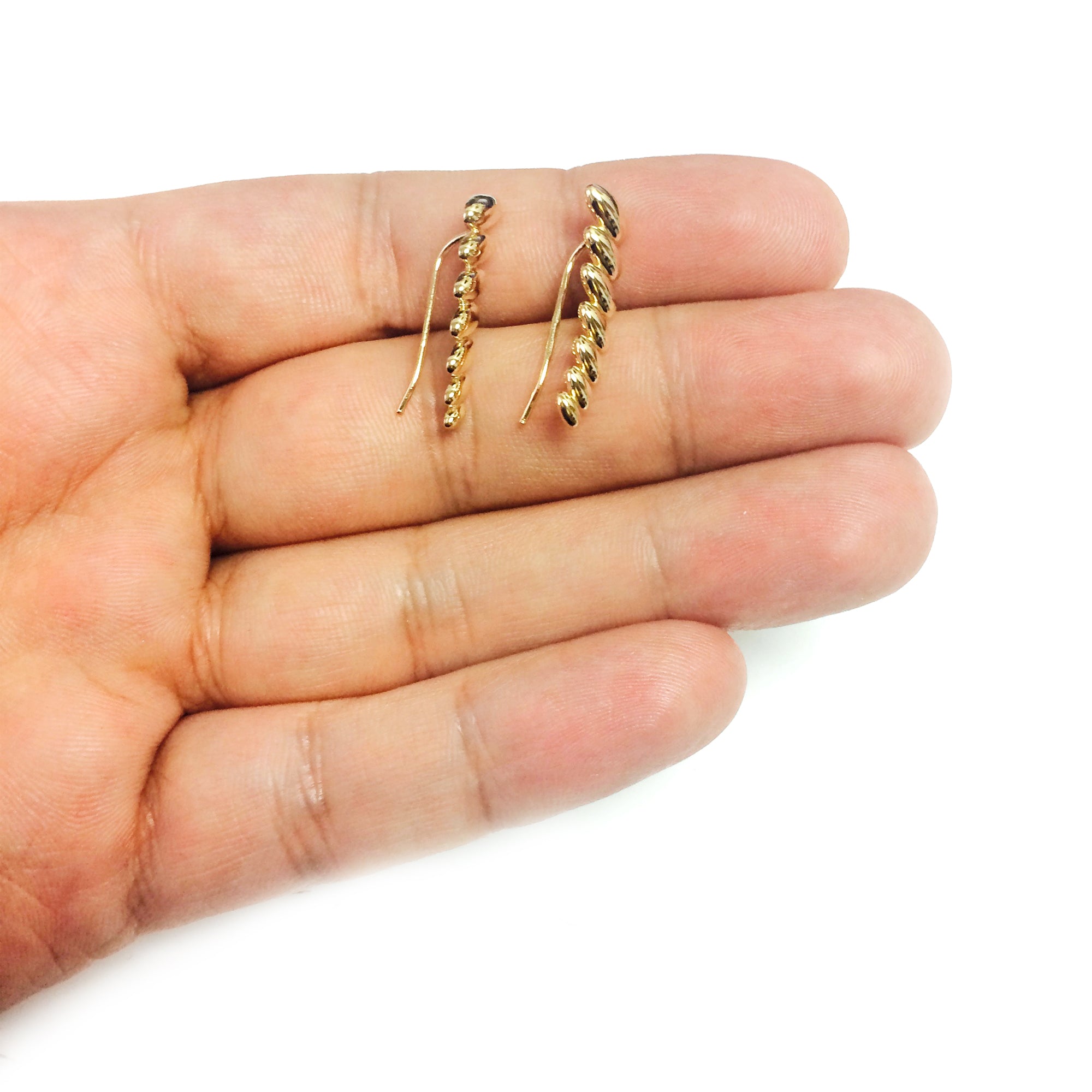 14K Yellow Gold Graduated Oval Series Climber Earrings fine designer jewelry for men and women