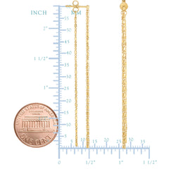 14K Yellow Gold Diamond Cut Bead Chain Front And Back Style Drop Earrings fine designer jewelry for men and women