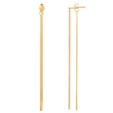 14K Yellow Gold Diamond Cut Multi Stranded Chain Front And Back Style Drop Earrings