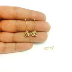 14K Yellow Gold Love Knot Drop Earrings fine designer jewelry for men and women