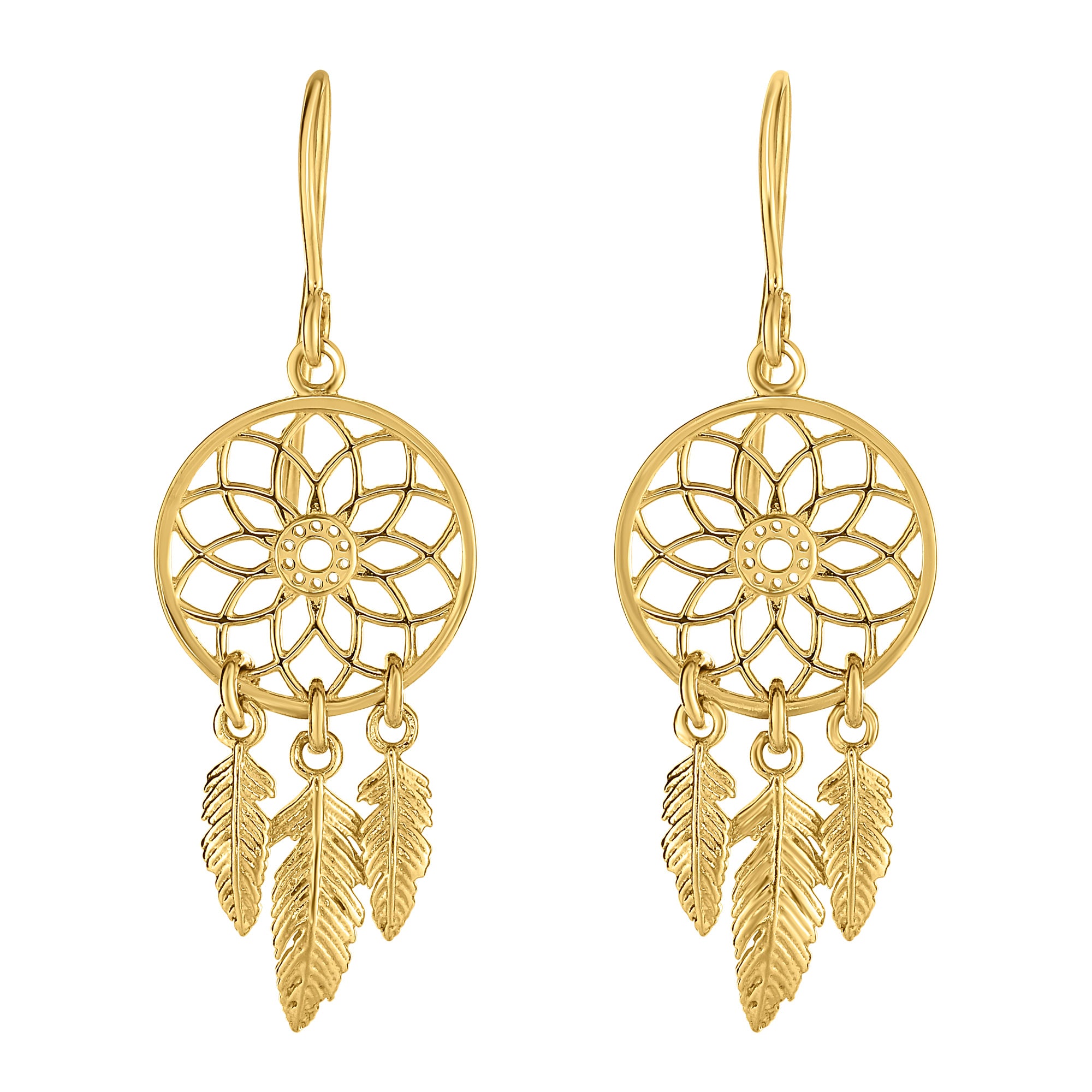 14K gul guld Dream Catcher lysekrone øreringe fine designer smykker til mænd og kvinder