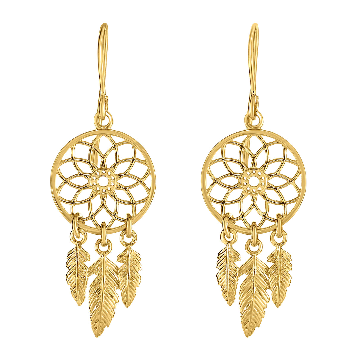 14K Yellow Gold Dream Catcher Chandelier Earrings fine designer jewelry for men and women