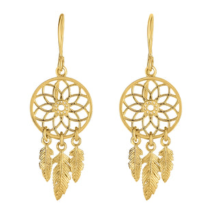 14K Yellow Gold Dream Catcher Chandelier Earrings