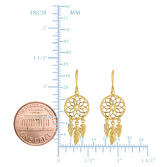 14K Yellow Gold Dream Catcher Chandelier Earrings fine designer jewelry for men and women