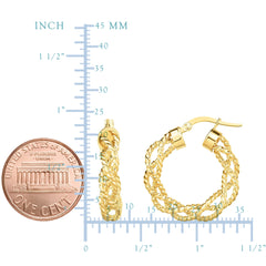 14K Gold Twisted Hoop Earring, Diameter 22mm fine designer jewelry for men and women