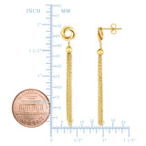 14K Gold Yellow Love Knot Tassel Earrings