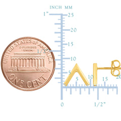 14K gullgul V Chevron Style Stud øredobber fine designersmykker for menn og kvinner