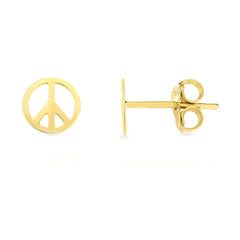 14k Yellow Gold Peace Sign Stud Earrings fine designer jewelry for men and women