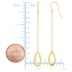 14K Yellow Gold Diamond Cut Tear Disc Drop Earrings fine designer jewelry for men and women